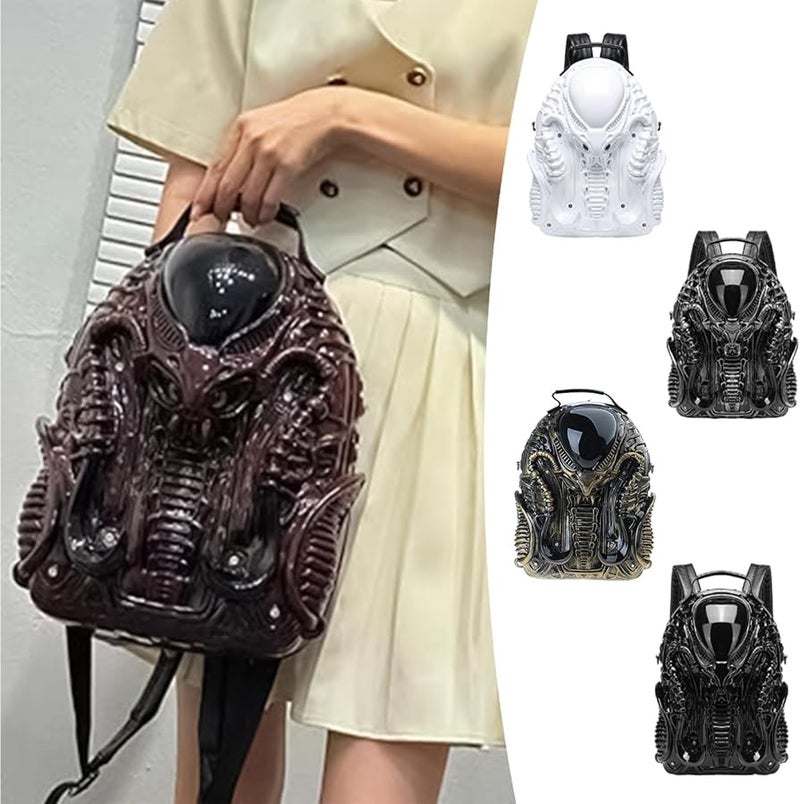 Predalien Women Xenomorph Halloween Novelty Travel Backpack Metallic Silver - Image 2